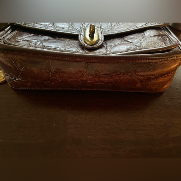 VTG RARE Dooney & Bourke Crossbody Bag Brown Leather Alligator Croc Embossed USA - Picture 16 of 16